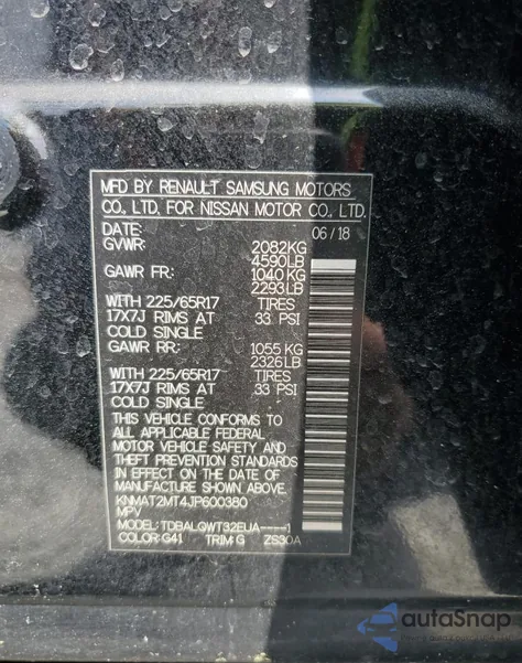 2018 Nissan Rogue S z USA, uszkodzony, nr VIN KNMAT2MT4JP600380